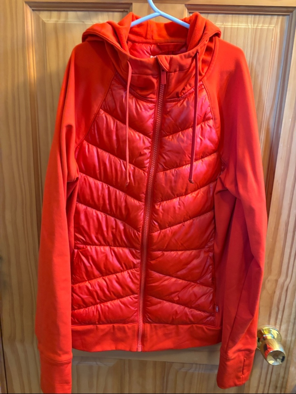 Women’s Orange Quilted Hoodie Jacket